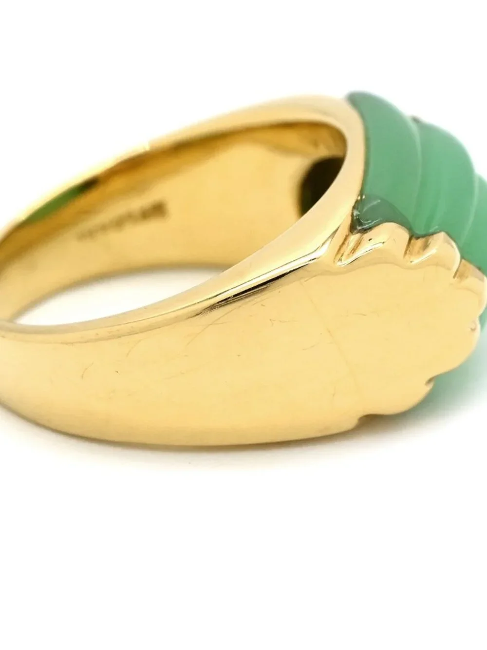 Bvlgari Ring Tronchette Green Gold YG 18k Chalcedony